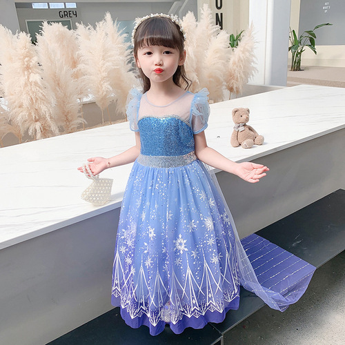  Halloween Girls Elsa Dress Summer Baby Style Skirt Summer Dress Girls Children Elsa Princess
