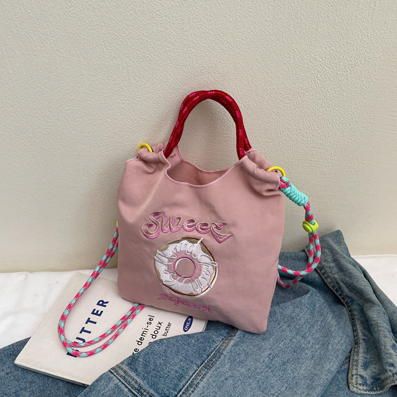 刺繍ナイロンショッピングバッグミニ日本カジュアルバッグシングルショルダー環境に優しいクロスボディバッグ夏の小さなショルダーバッグ 2025 新しいスタイル|undefined