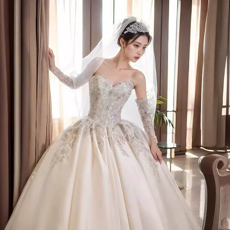 Топ-бюстье, ретро элитное свадебное платье, высококлассное, французский ретро стиль, кружевное платье