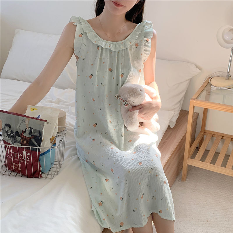 Summer Camisole Nightdress for Women, Sweet 2026 New Style, Cute and Sexy Girl's Pajamas, Korean Version, Vacation Cloud Cotton