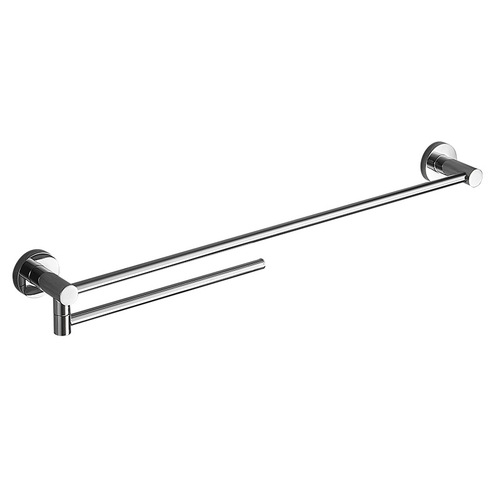 All-copper towel hanging single-rod movable towel rod rotating clothes hanging rod bathroom toilet wall hanging chrome-plated towel rack