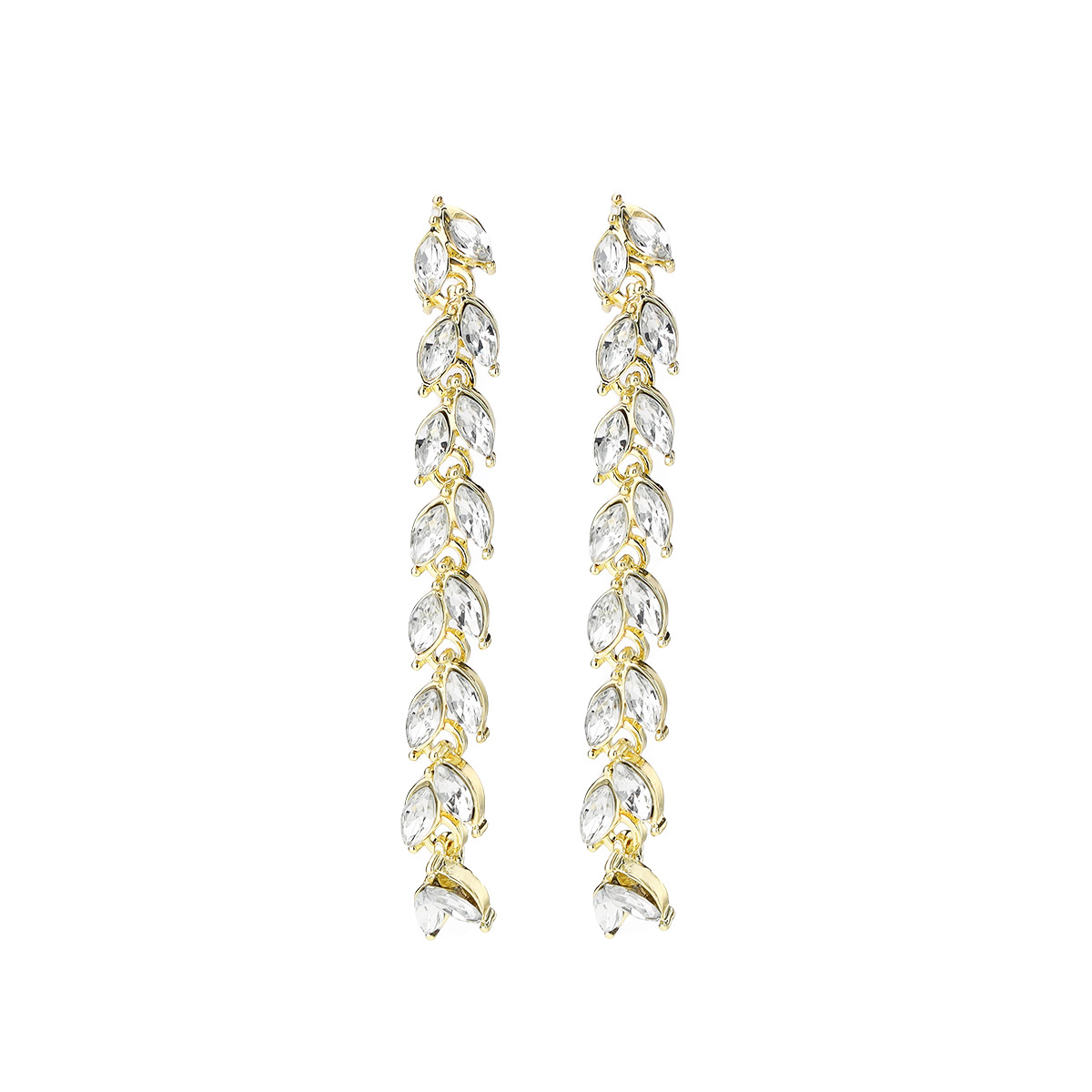 Pendientes de cristal largos coreanos Pendientes de espiga de trigo de celebridades de Internet personalizados Pendientes coreanos de temperamento femenino Pendientes de todo fósforo