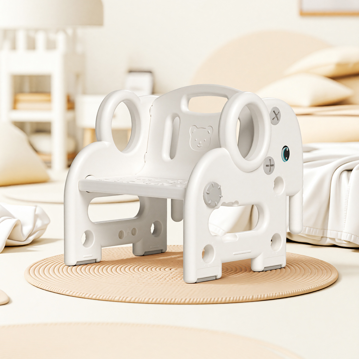 Silla para niños con respaldo de plástico para niños pequeños lindos antideslizantes caseros pequeños asientos de asiento para bebés image 7