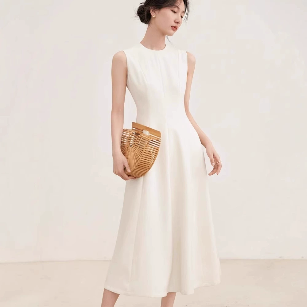 Summer evening dress, dress with sleeves sleevless, fitted, high-quality style, french style