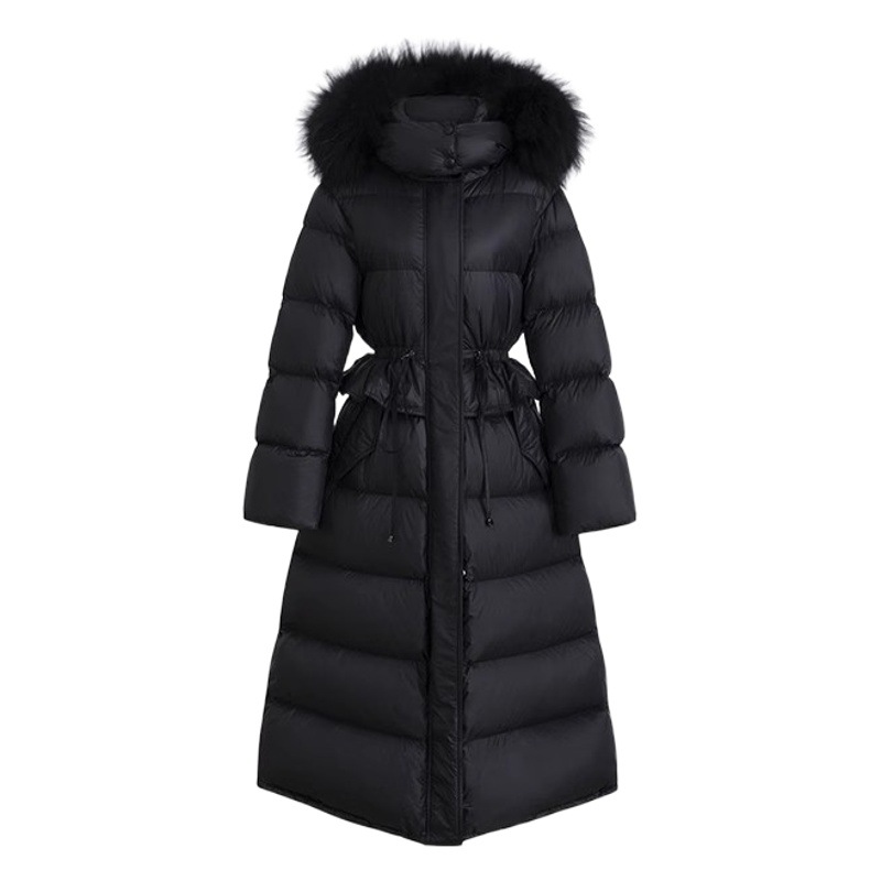 Nuevo Abrigo Negro 2024, Chaqueta de Plumón Desmontable Estilo Largo, Chaqueta de Plumón Blanca Popular de este Año para Mujer, Invierno 2