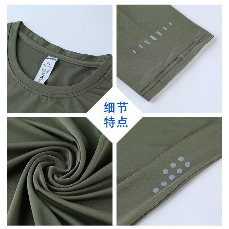 Verano de los hombres deportes fitness entrenamiento muscular ropa de secado rápido cuello redondo apretado grupo ropa manga corta imprimible logotipo de la empresa