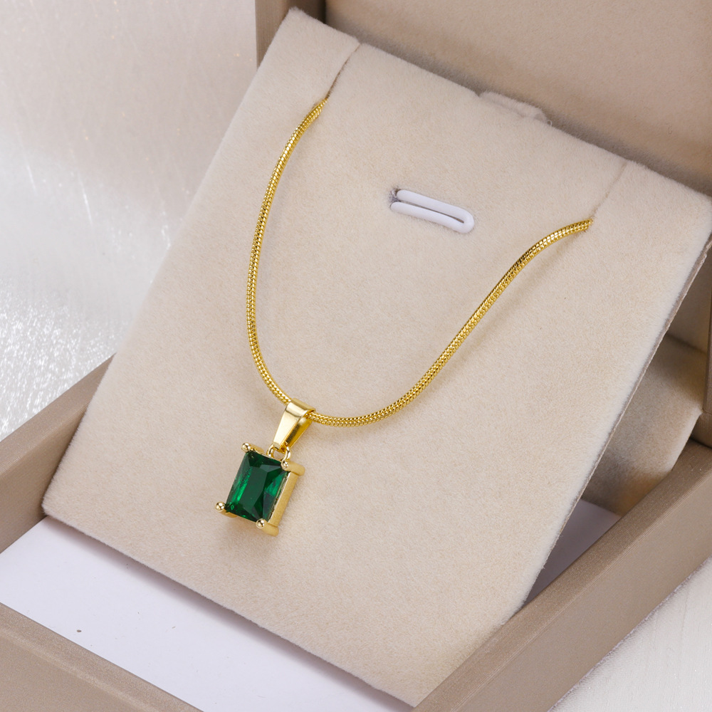 30g Weight Zircon Inlay Material Pendant Necklace Classification 1 Piece Quantity Daily Occasion Stainless Steel Material Geometric Pattern Unisex Gender Inlay Design Simple Style Style Simple Style Geometric Stainless Steel Inlay Zircon Pendant Necklace 14