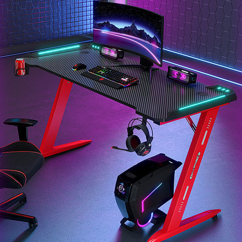 Factory cross-border RGB carbon fiber headlamp e-sports table Internet bar home office computer desk foreign trade game table