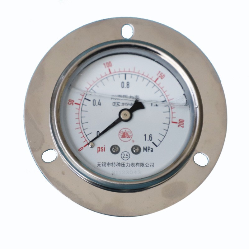 雪浪特种仪表 轴向耐震压力表YN100BFZ充油带边不锈钢指针耐高温