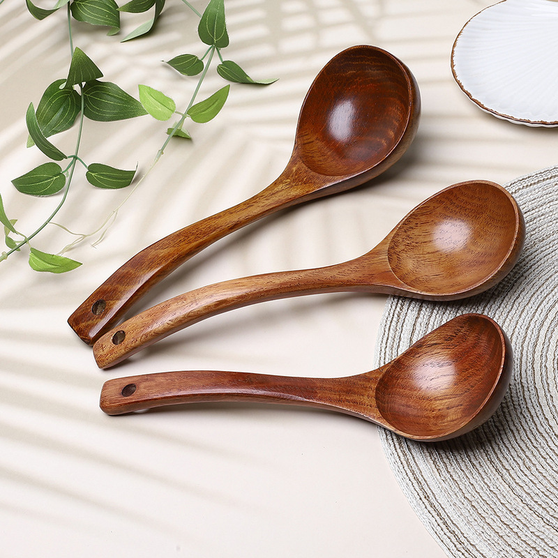 Kemu Soup Spoon Old Lacquer Wooden Spoon Home Kitchen Soup Large Solid Wood Curved Handle Long Handle Spoon Wooden Tableware Wholesale Kemu Soup Spoon Old Lacquer Wooden Spoon Home Kitchen Soup Large Solid Wood Curved Handle Long Handle Spoon Wooden Tableware Wholesale