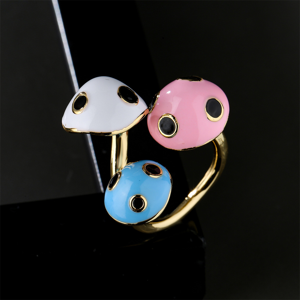 Fashion Jewelry Copper Personalized Mushroom Shape Open Ring display picture 2