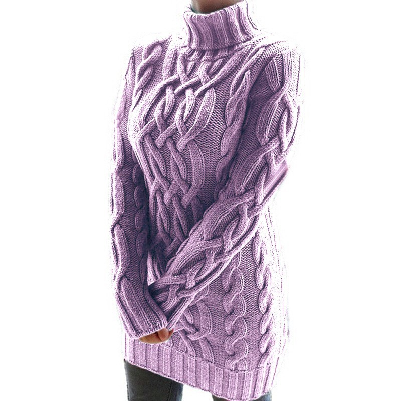 Suéter de punto para mujer wish2025, estilo europeo y americano, otoño e invierno, grueso, cuello doble, estilo retro, suéter de punto trenzado grueso