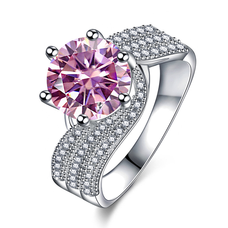 Anillo de diamante de diamante de plata esterlina 925 5 quilates, anillo de regalo de cumpleaños para la novia.