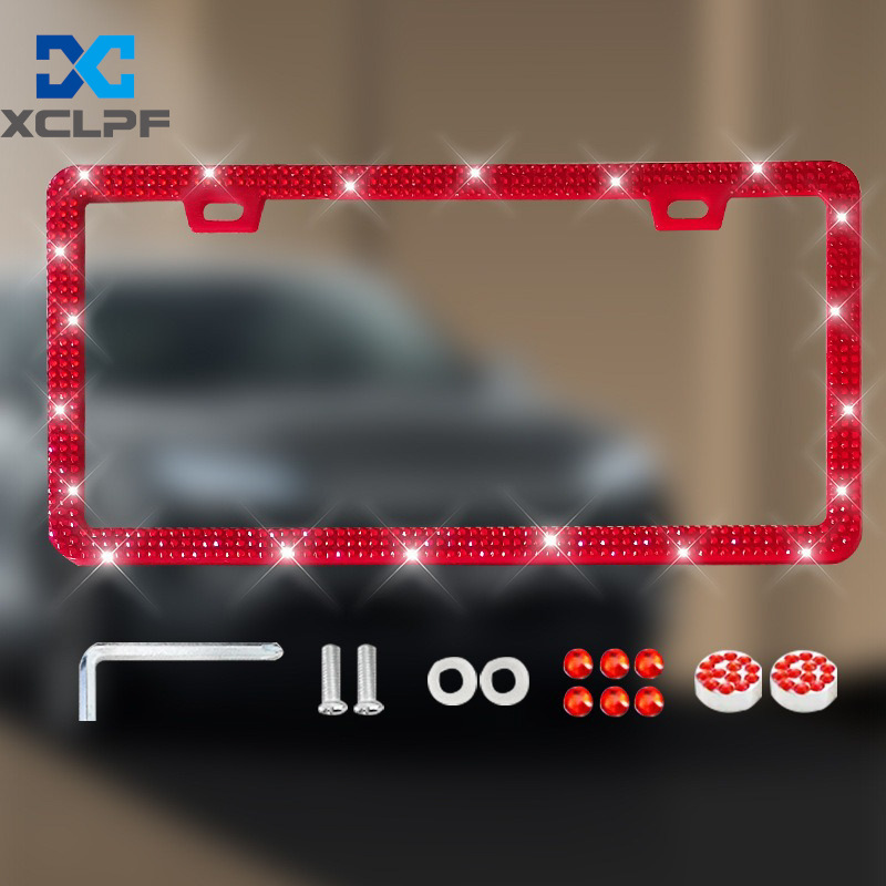 American, Canadian and Mexican Universal Diamond License Plate Frames, Three Styles of Plastic Acrylic Diamond License Plate Frames