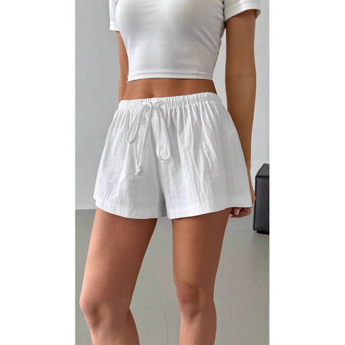 2025 European and American Fashion Basic Niche Striped Women's Casual Shorts Summer Home Loose Trend
