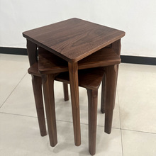 实木凳子现代家用小方凳板凳黑胡桃木餐凳简约可叠放小板凳换鞋凳