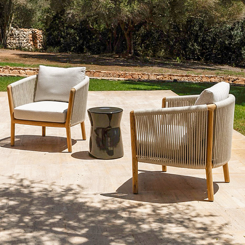 Sofá de madera maciza al aire libre patio jardín hotel villa ocio anticorrosión teca al aire libre muebles impermeables a prueba de sol