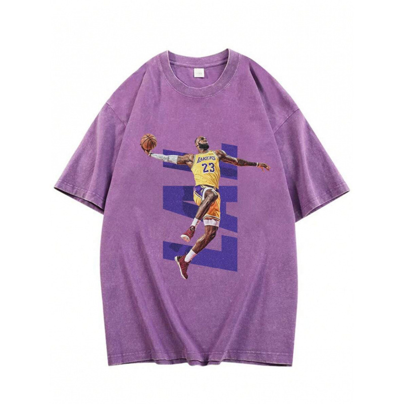 Vintage Distressed Basketball Star Lakers James Dunk Print T-Shirt Vintage Distressed Basketball Star Lakers James Dunk Print T-Shirt