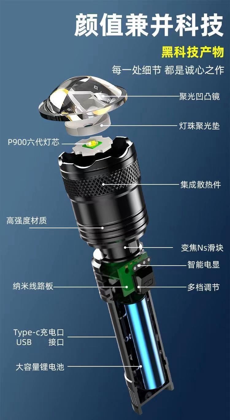 High-Brightness, Ultra-Bright Flashlight, Strong Light, Rechargeable, Outdoor Laser, Household, Mini, Portable, Durable, Multi-Functional, Long-Lasting