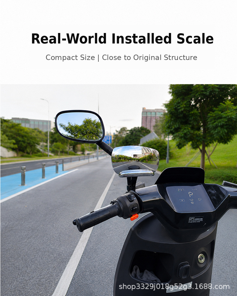 Motorcycle and bicycle wide-angle auxiliary rearview mirror, electric vehicle reflector, blind spot mirror, adjustable angle, car mirror accessories