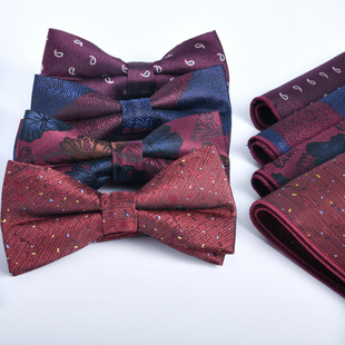 Bow tie square men's two-piece wine red series new spot business executive professional style groom wedding