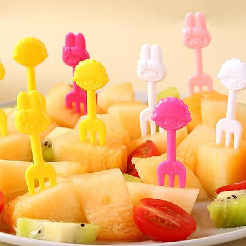 Japón hogar dibujos animados horquilla de fruta creativa para niños animales lindos horquilla de fruta de plástico set Bento stick