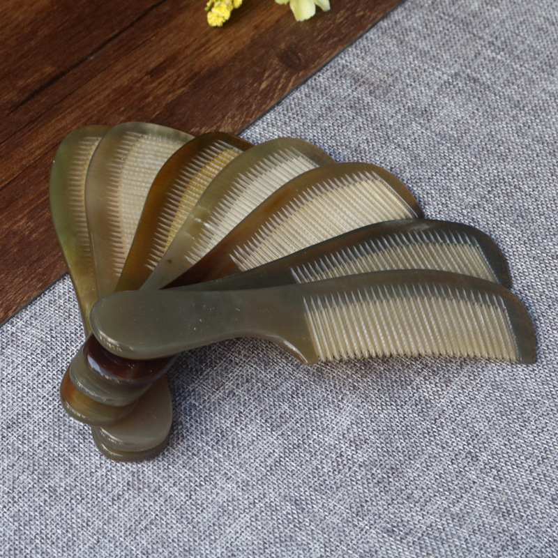 厂家批发天然牦牛牛角梳美发工艺梳防静电密齿送礼家用按摩梳厂家