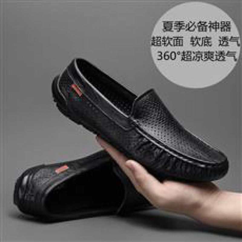 Zapatos de cuero genuino para hombres 2025 zapatos de negocios británicos transpirables con suela suave, zapatos casuales perezosos con un pie, zapatos de tacón bajo para hombres