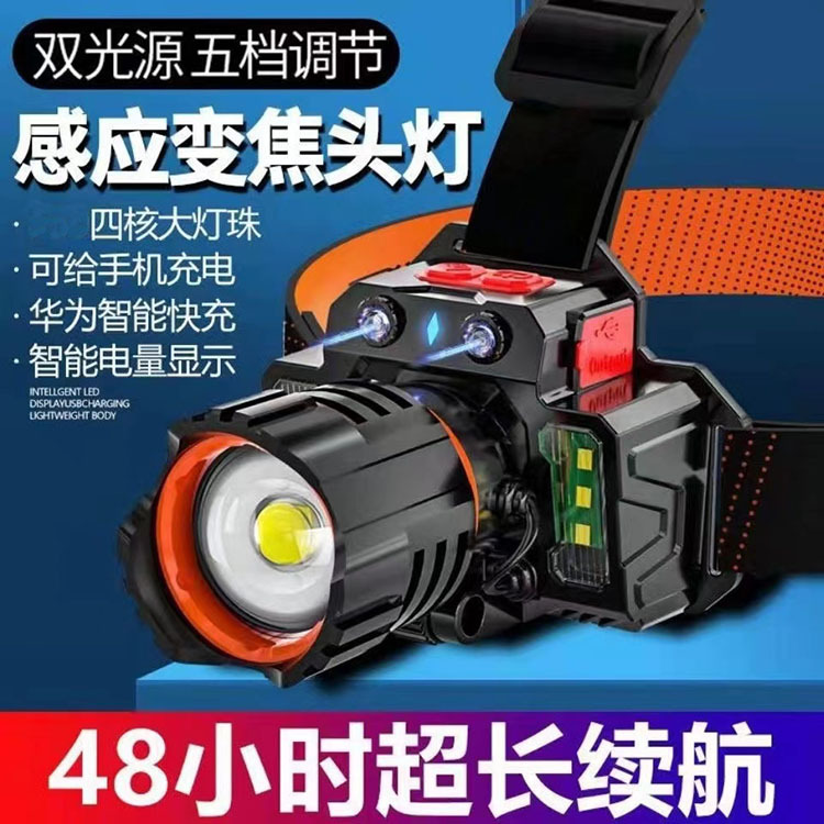 Faro LED luz fuerte recargable de largo alcance impermeable ejército hogar Súper brillante montado en la cabeza pesca nocturna lámpara de minero de inducción al aire libre