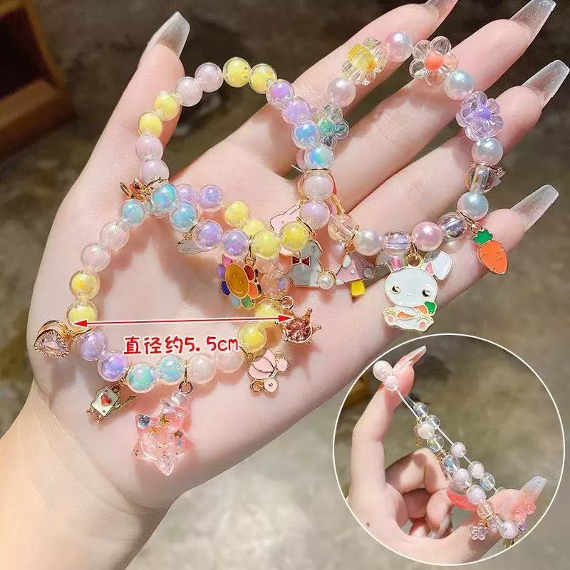 Brazalete de niña colgante de niña accesorios de dibujos animados joyas de beads princesa de nieve joyas de brazalete de niños hechas a mano