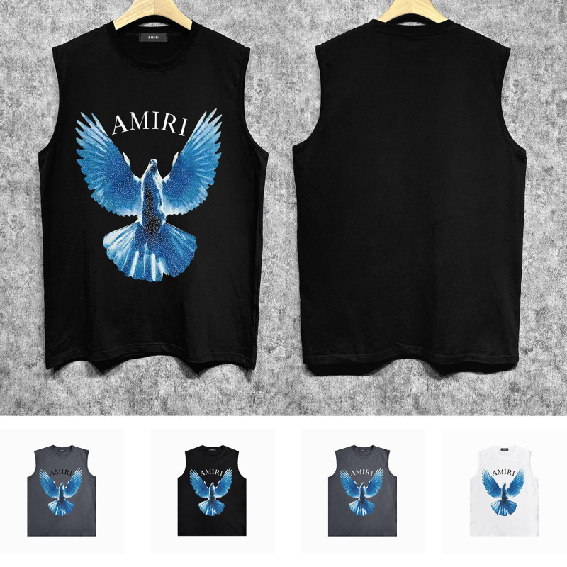 Always in stock, cross-border foreign trade, European and American trendy brand Amiri, summer T-SHIRT, sleeveless tank top Always in stock, cross-border foreign trade, European and American trendy brand Amiri, summer T-SHIRT, sleeveless tank top