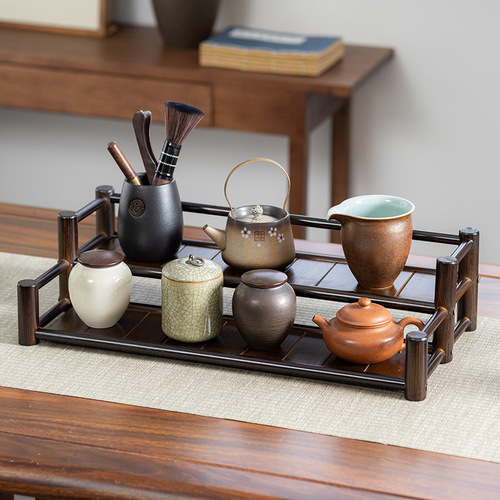Desk antique cabinet tea rack display stand small solid wood Zisha teapot tea leaves tea set cup storage cabinet display rack