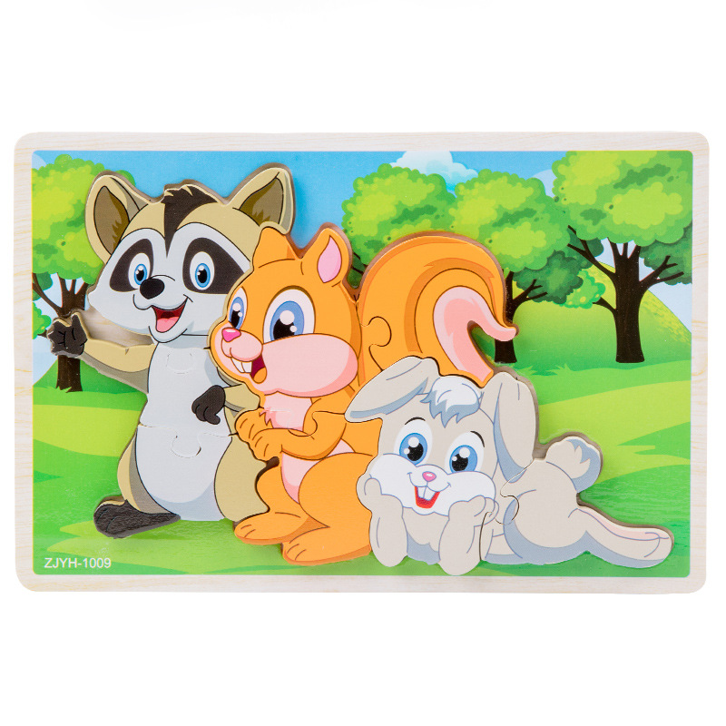 Puzzles de madera tridimensionales bloques de juguetes de construcción para niños 1 1 2 - 3D años y medio 6 niños niñas educación temprana