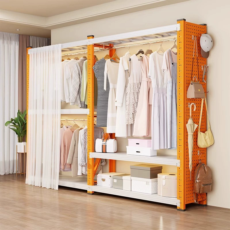 Шкаф-гардероб для дома, спальни, стеллаж для хранения одежды, комбинированный гардероб для арендной комнаты с перфорированной доской для вешалок
