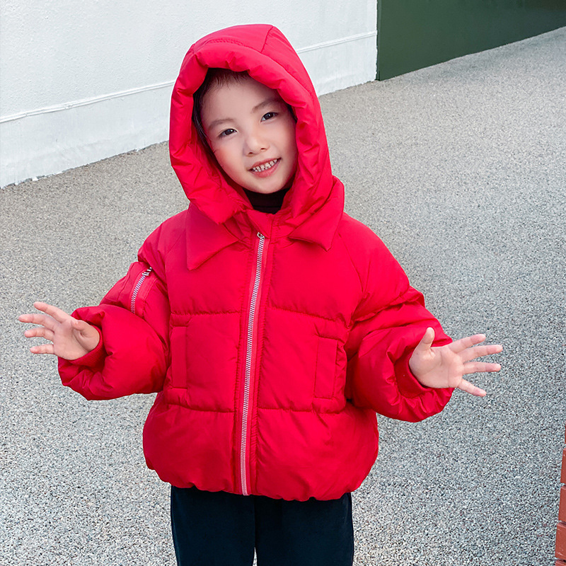 Ropa de algodón para niños, chaqueta de moda para niños, chaqueta de algodón caliente para niños con sombrero de otoño y invierno