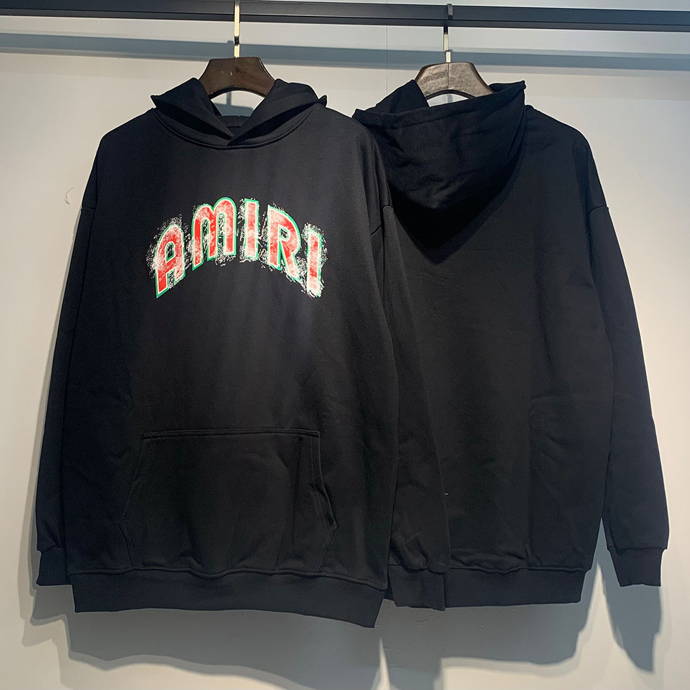 AMIRI suéter colección de letras de impresión transfronterizas 360 gramos de anillo masculino suelto casual sudadera encapuchada