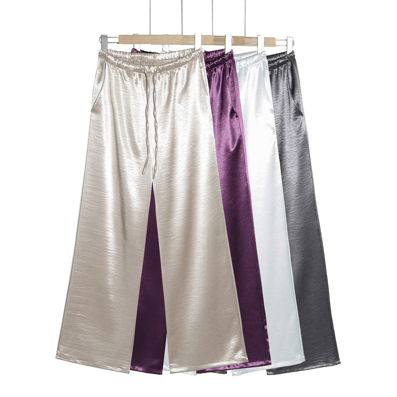 High-grade Drop Satin Acetic Acid Casual Straight Pants Summer Sunscreen Loose Cool Pants Air Wide Leg Pants