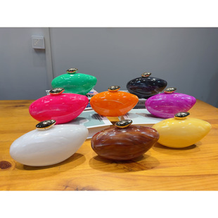 Cross-Border 2025 New Dinner Bag Women's Fashion Trendy Acrylic Bag Oval Bag Chain Shoulder Bag