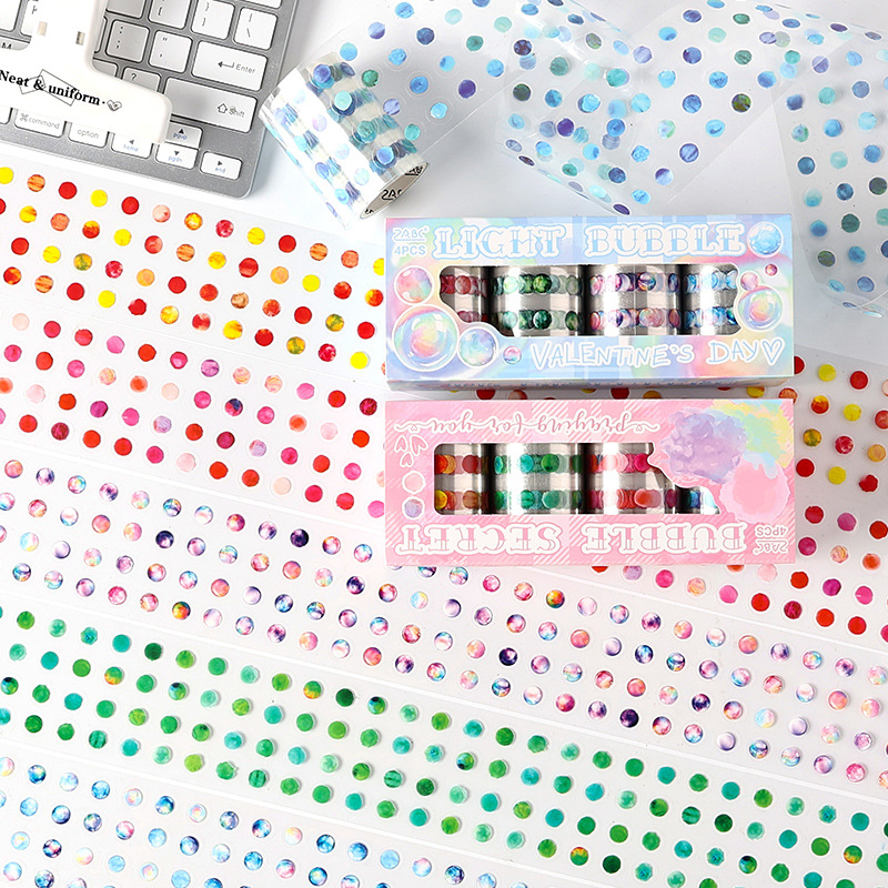 Bubble Time Series Tapicería de troquelado de pet a prueba de agua Juego de caja Diy Material de diario de cuenta manual Cinta de collage decorativa