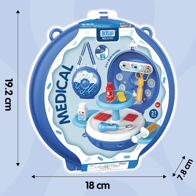 Bolsa de hombro de simulación para niños transfronterizos cocina vajilla postre doctor herramienta donut play House pequeña mochila de juguete
