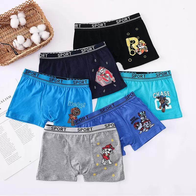 外货儿童内裤批发现货棉质男童平角裤印花卡通四角裤短裤亚马逊