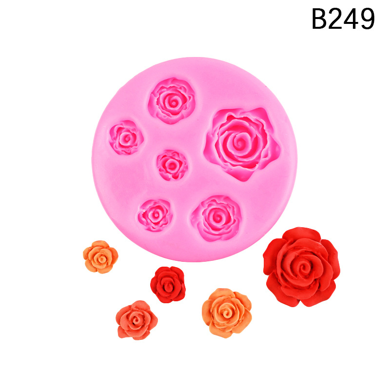 Fondant DIY Rosa molde con hojas flor resina mousse pastel mousse de chocolate decorativo aromaterapia molde