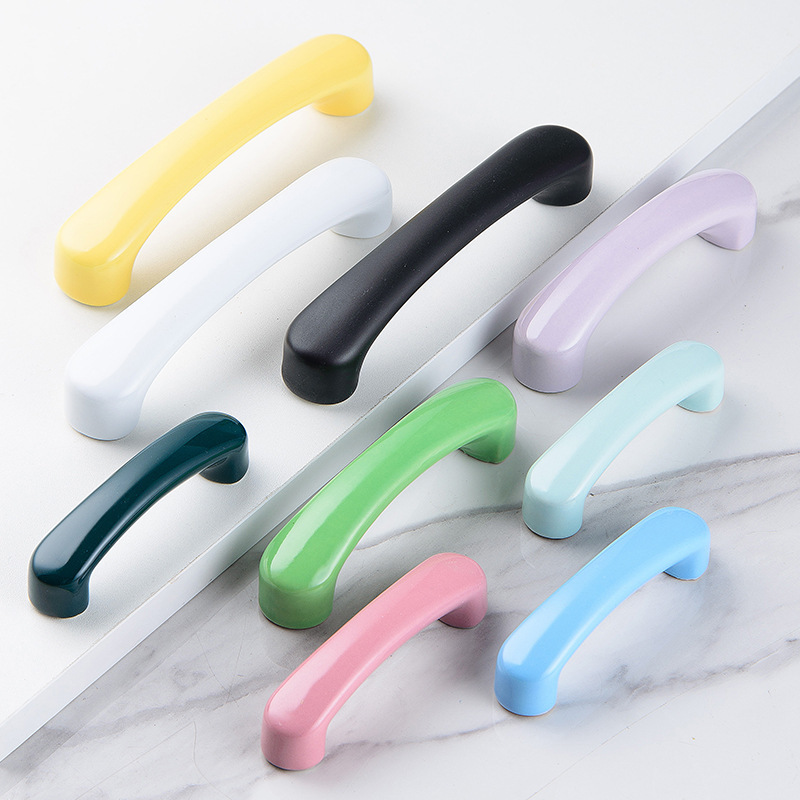 Ceramic Handle Cartoon Simple Kidsren's Room Wardrobe Door Handle Cabinet Cabinet Shoe Cabinet Door Handle Double Hole Distance Large Handle