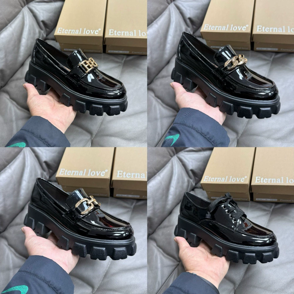 Толстые туфли с толстым каблуком в британском стиле