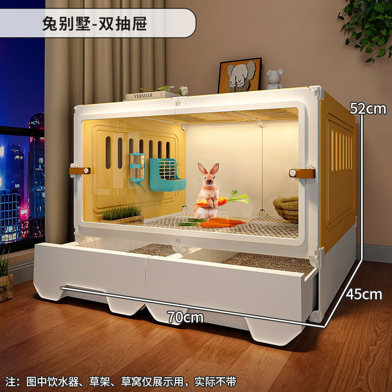 全景兔子笼子家用大号带厕所清粪防喷尿兔别墅冬天室内兔窝|undefined
