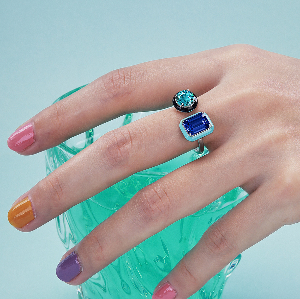 Basic Round Square Sterling Silver Plating Zircon Open Ring 1 Piece