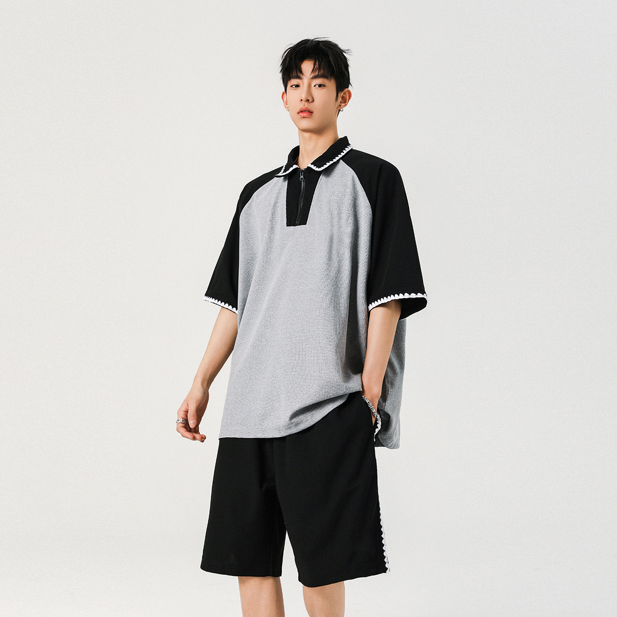 NASA American 2025 Summer New Loose Fashion Brand Lel T-shirt Outdoor Casual Sports 5-point Shorts suit