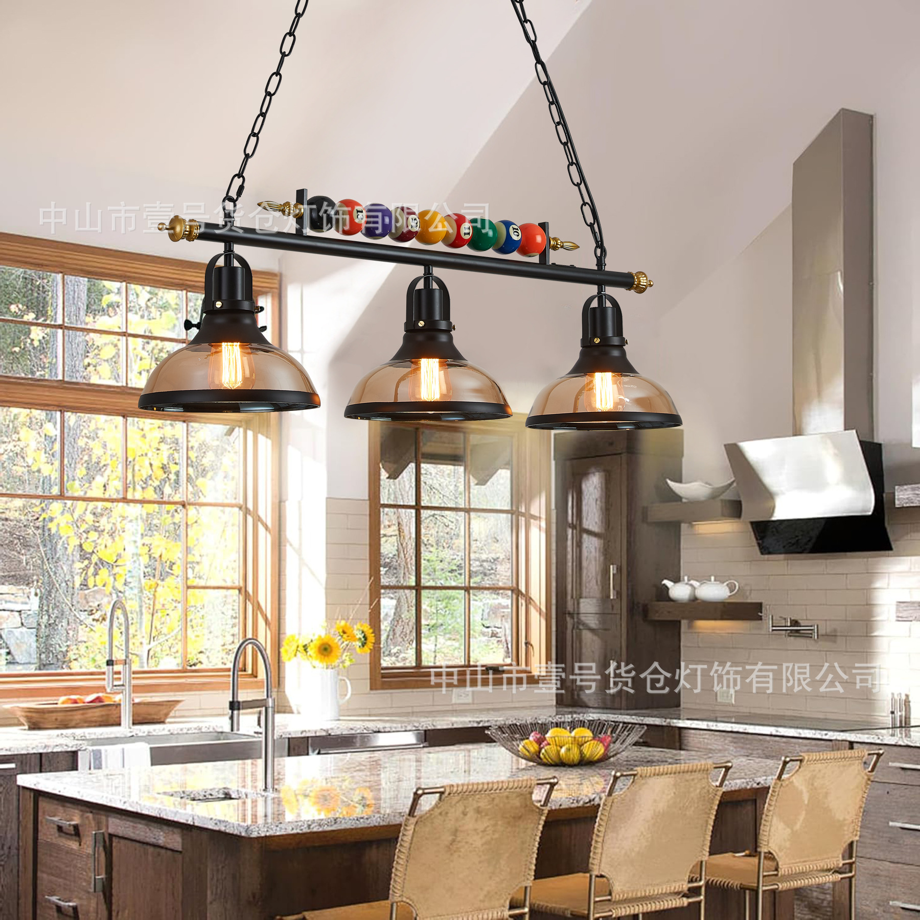 Restaurante Bar tienda de ropa olla caliente decoración de la tienda de personalidad creativa nostálgico estilo industrial retro Americano billar araña