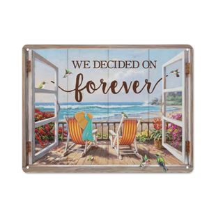 Seaside Tin Painting Decoration We Decided on Forever Family and Love Eternal Hanging Ornaments
