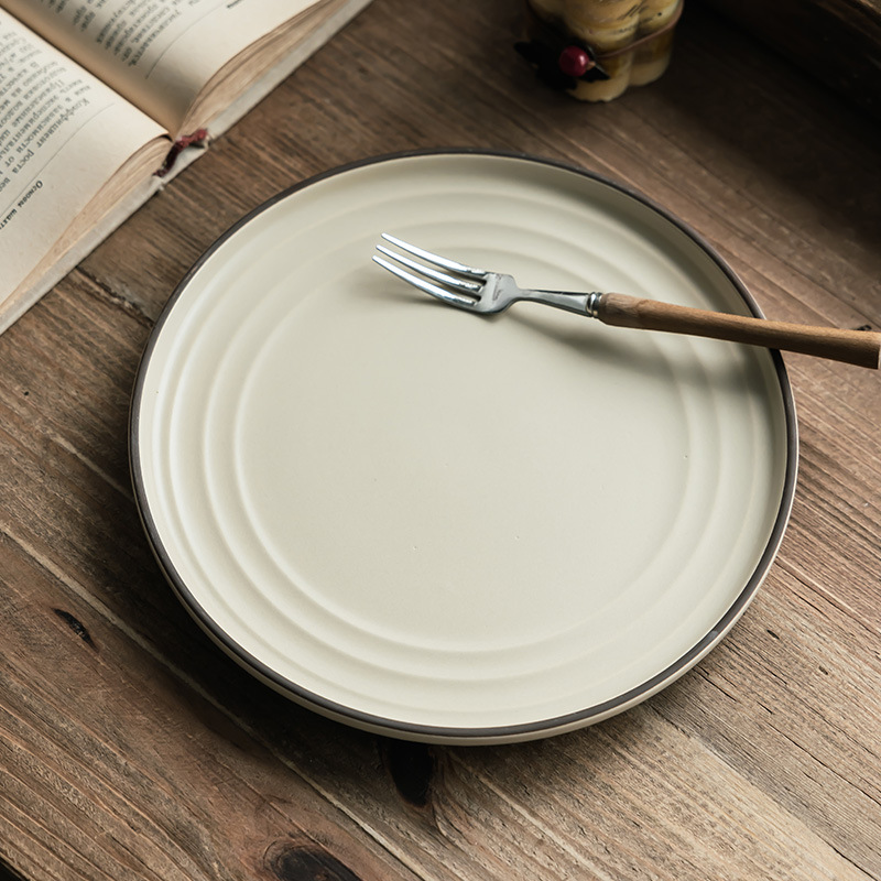 Plato de cerámica de 8 pulgadas, plato de filete de comida occidental, plato de pasta, plato de platos caseros, plato de ensalada de desayuno